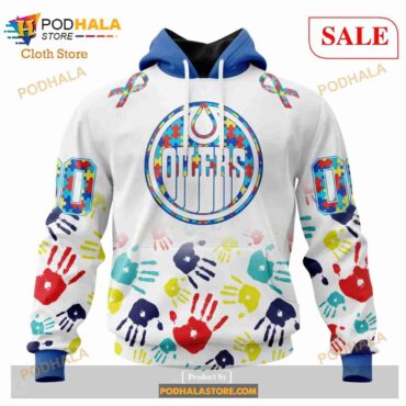 Custom Edmonton Oilers Autism Awareness Design Sweatshirt NHL Hoodie 3D - Podhalastore