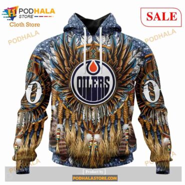 Custom Edmonton Oilers Native Costume Design Sweatshirt NHL Hoodie 3D - Podhalastore