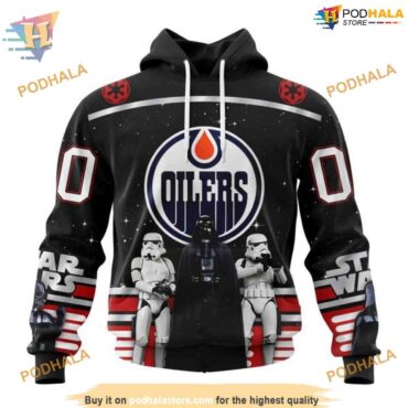 Custom Star Wars Design May The 4th Be With You NHL Edmonton Oilers Hoodie 3D - Podhalastore